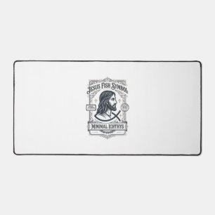 Jesus Fish Symbol Minimal Ichthys Jesus Fish Minim Desk Mat