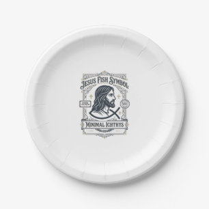 Jesus Fish Symbol Minimal Ichthys Jesus Fish Minim Paper Plate