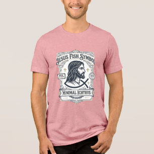 Jesus Fish Symbol Minimal Ichthys Jesus Fish Minim Tri-Blend Shirt