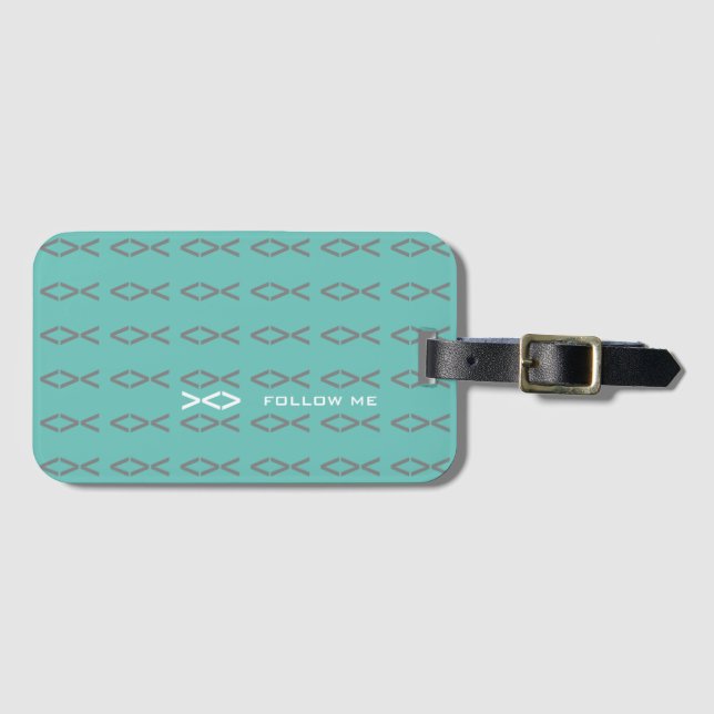 Jesus Fish Text Luggage Tag (Front Horizontal)