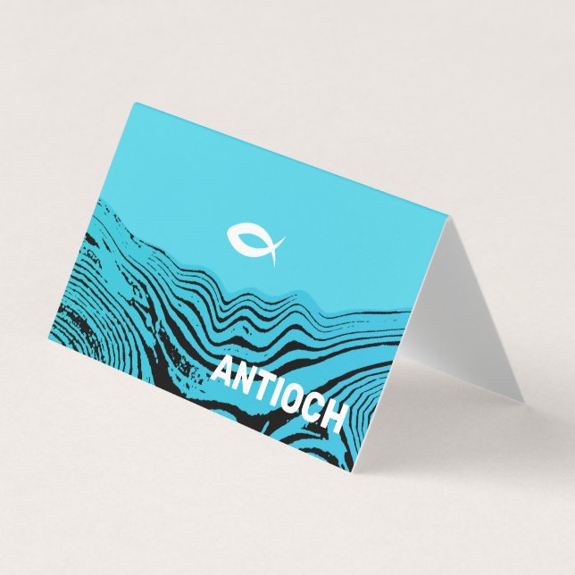 Jesus Fish Wavy Waters Business Card (Front)