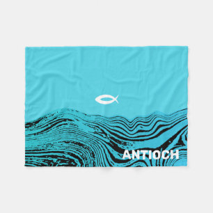 Jesus Fish Wavy Waters Fleece Blanket