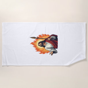 Jesus Flame Of Truth Vintage Engraving Tee Beach Towel