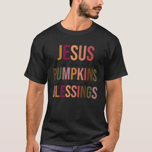 Jesus Flannels Pumpkins Sweaters Blessings (Front)