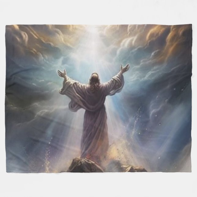 JESUS FLEECE BLANKET (Front (Horizontal))