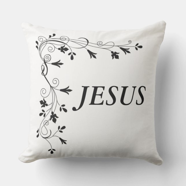 JESUS FLORAL CORNER BORDER CUSHION (Front)