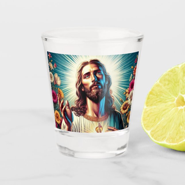 Jesus flower shot glasses! glass (Front)
