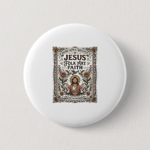 Jesus Folk Art Faith Jesus Folk Art Christian Fait 6 Cm Round Badge