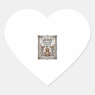 Jesus Folk Art Faith Jesus Folk Art Christian Fait Heart Sticker