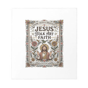 Jesus Folk Art Faith Jesus Folk Art Christian Fait Notepad