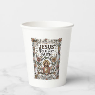 Jesus Folk Art Faith Jesus Folk Art Christian Fait Paper Cups