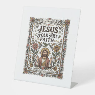 Jesus Folk Art Faith Jesus Folk Art Christian Fait Pedestal Sign