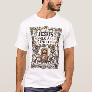 Jesus Folk Art Faith Jesus Folk Art Christian Fait T-Shirt