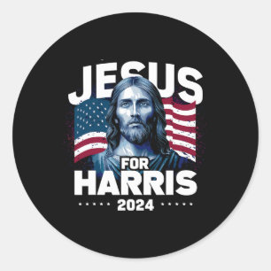 Jesus For Harris Kamala 2024 Classic Round Sticker