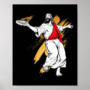 Jesus Frisbee Disc Golf Player Christian Faith Rel Poster