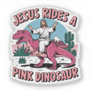 Jesus Funny Memes, Jesus Rides A Pink Dinosaurs