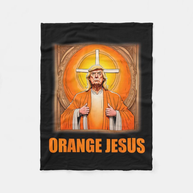Jesus Funny Trump 1  Fleece Blanket (Front)
