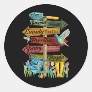 Jesus Garden Flower Hummingbird God Say You Are Ga Classic Round Sticker