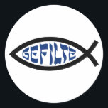 Jesus Gefilte Fish - Jewish Passover Humour Classic Round Sticker<br><div class="desc">Funny Jewish Humour Gefilte Fish T-Shirts & Gifts For Chanukah,  Passover,  or any Jewish Holiday.</div>