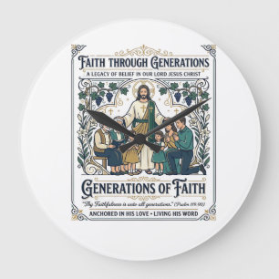 Jesus Genealogy Family Tree Shirt Faith Based Desi Large Clock