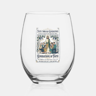 Jesus Genealogy Family Tree Shirt Faith Based Desi Stemless Wine Glass