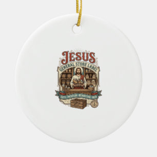 Jesus General Store Label Jesus General Store Chri Ceramic Ornament