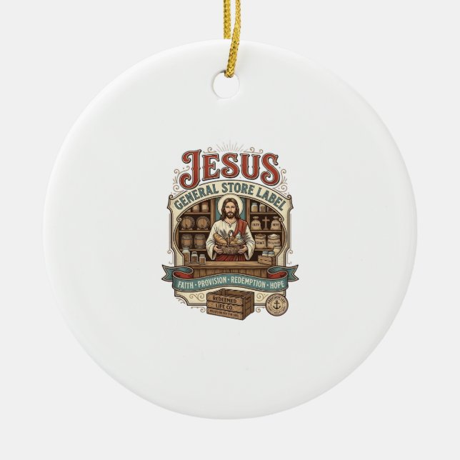 Jesus General Store Label Jesus General Store Chri Ceramic Ornament (Front)