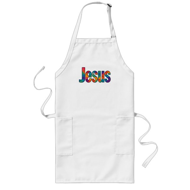 "Jesus" geometric design Long Apron (Front)