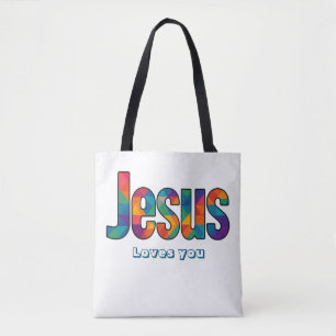 Jesus geometric design tote bag