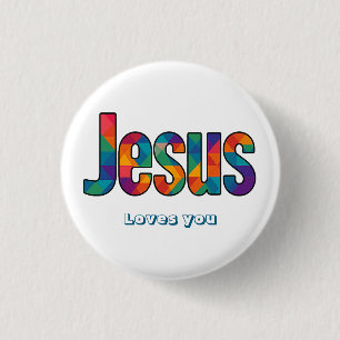Jesus geometric pattern 3 cm round badge