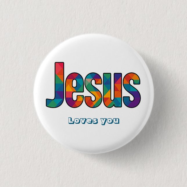 Jesus geometric pattern  3 cm round badge (Front)