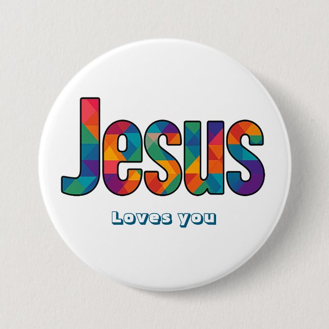 Jesus geometric pattern  7.5 cm round badge (Front)