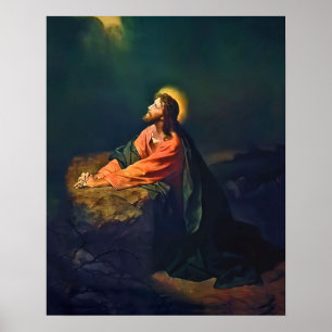 Jesus Gethsemane Agony Garden Mount Olives Hofman Poster