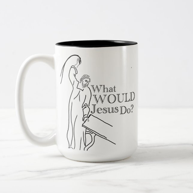Jesus gets mad Two-Tone coffee mug (Left)