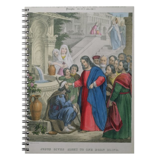 Jesus Gives Sight to One Born Blind, from a bible Notebook (Front)