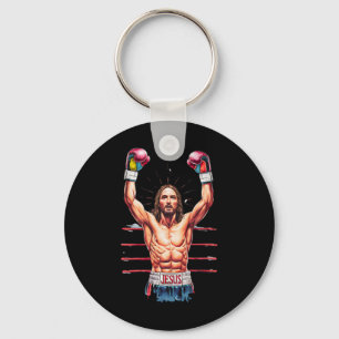 Jesus God Kickboxing Or Boxing Victory Funny Meme Key Ring