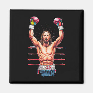 Jesus God Kickboxing Or Boxing Victory Funny Meme Magnet