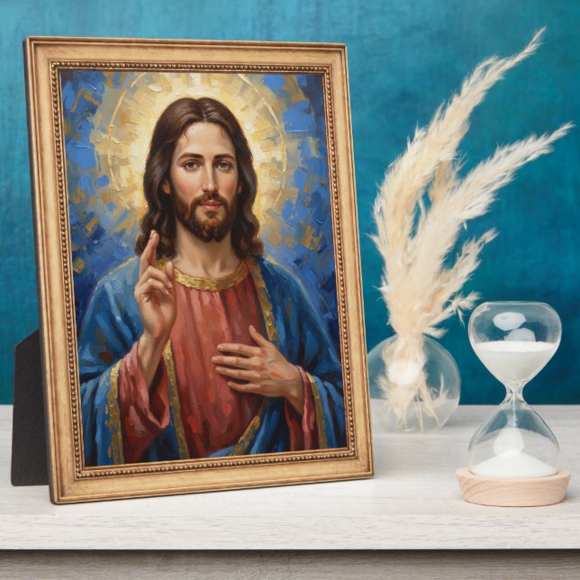 Jesus Gold Frame Painting Impasto (Side)