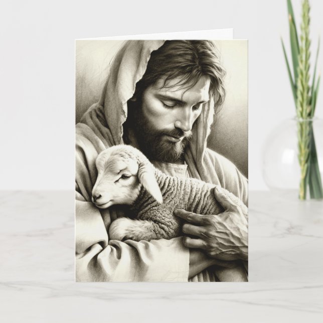 JESUS Good Shepherd Blank Christian Greeting Card (Front)