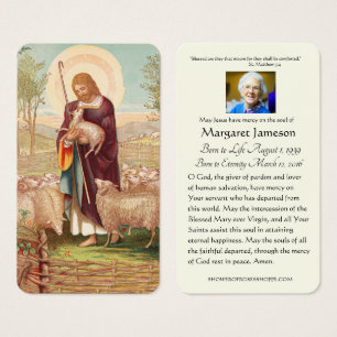 Jesus Good Shepherd Catholic Funeral Holy Card -