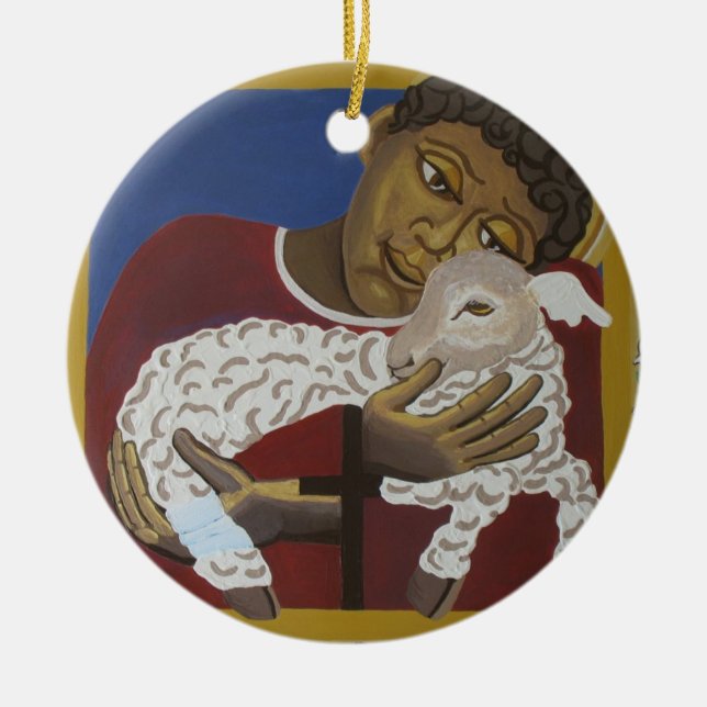 Jesus - Good shepherd Ceramic Tree Decoration (Front)