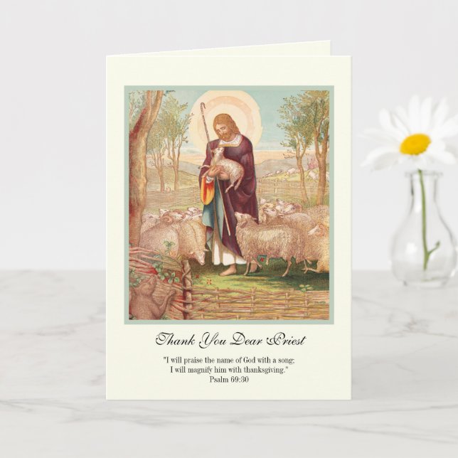 Jesus Good Shepherd Priest Encouragement Card (Small Plant)