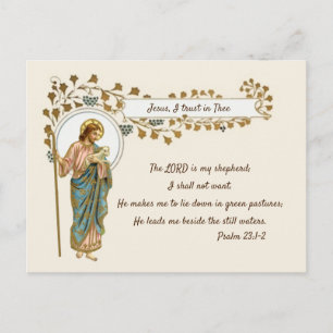 Jesus Good Shepherd Scripture Quote Divine Mercy Holiday Postcard