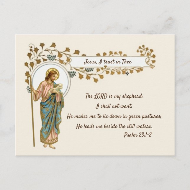 Jesus Good Shepherd Scripture Quote Divine Mercy Holiday Postcard (Front)