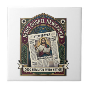 Jesus Gospel Newspaper Jesus Newspaper Christian F Ceramic Tile