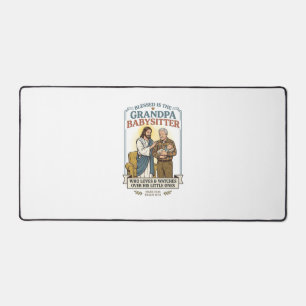 Jesus Grandparents Babysitting Humour Shirt Faith  Desk Mat