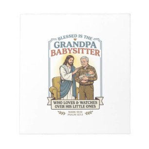 Jesus Grandparents Babysitting Humour Shirt Faith Notepad