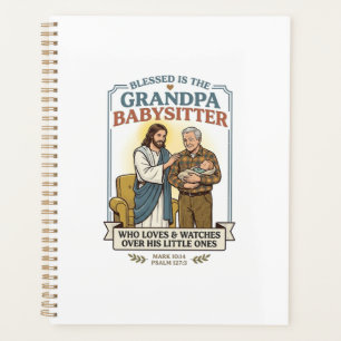 Jesus Grandparents Babysitting Humour Shirt Faith  Planner