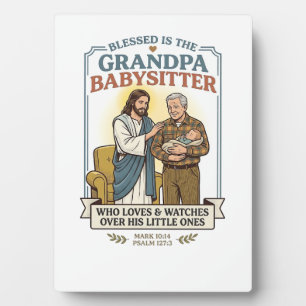 Jesus Grandparents Babysitting Humour Shirt Faith Plaque