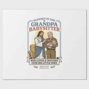 Jesus Grandparents Babysitting Humour Shirt Faith Wrapping Paper